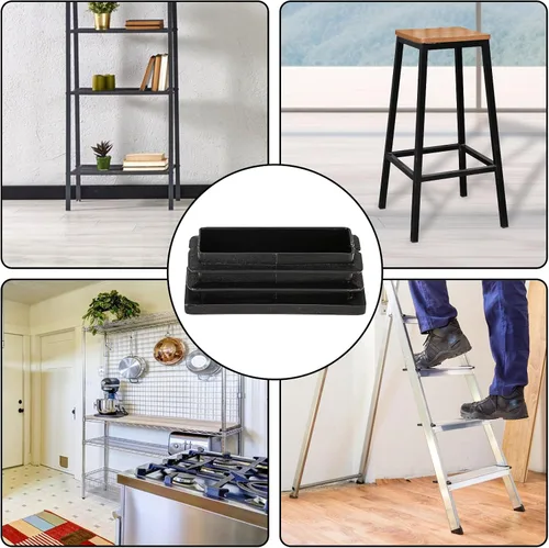Vista 7 de Paquete de 20 tapas de plástico negras de 1 x 2 pulgadas para patas de silla de tubo rectangular