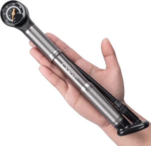 Vista 9 de CXWXC Bomba de bicicleta portátil - Mini bomba de bicicleta con manómetro se adapta a válvulas Presta y Schrader - Bomba de aire para bicicleta