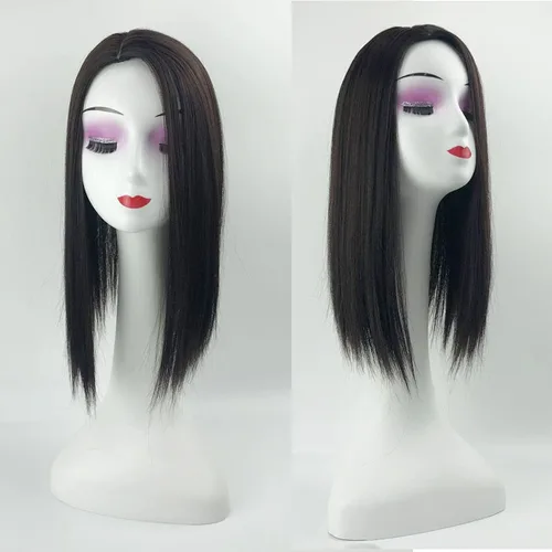 Vista 3 de YYDS Mezcla natural Snythetic, para mujer, pérdida de cabello, parte derecha, de seda, con clip (12# marrón cálido)