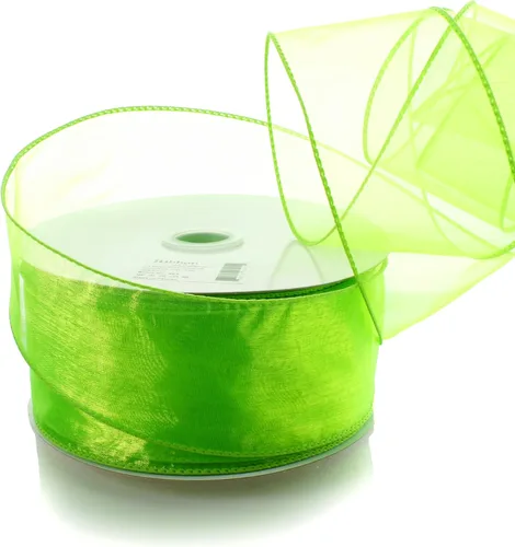 Vista 38 de Cinta de organza transparente con alambre de 2.5 pulgadas, color plateado de 10 yardas 009 Plata HBC
