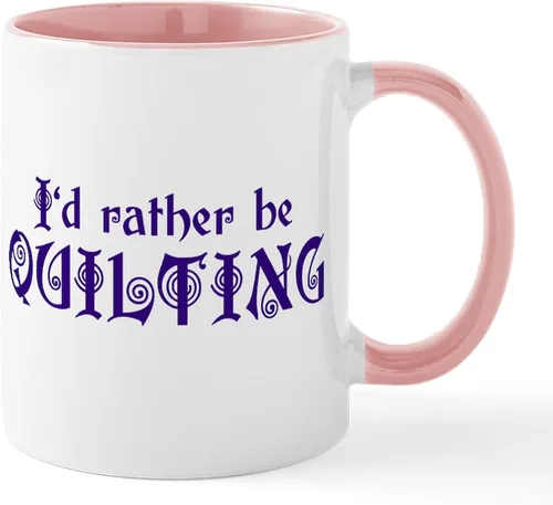 Vista 11 de CafePress I'd Rather Be Quilting Mug Taza de café de cerámica de 11 oz (11.0 fl oz)