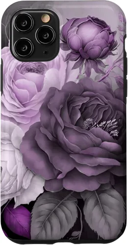 Vista 29 de Purple Watercolor Rose Flower Bouquet on Gray Case for iPhone 17
