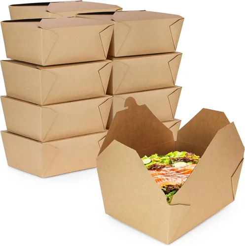 Vista 9 de Fit Meal Prep Paquete de 25 recipientes desechables de 110 onzas para llevar para microondas, cajas de papel kraft para llevar, contenedores