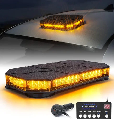 Vista 8 de LUMENIX - Barra de luces estroboscópicas LED para techo con controlador magnético, luces de advertencia de tráfico de emergencia, seguridad rojo azul