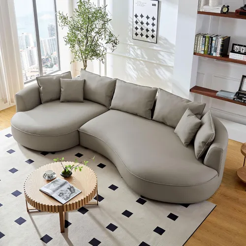 Vista 21 de Sofá Seccional Curvo de 106 pulgadas Sofá de Esponja con Chaise Lounge para Sala de Estar, Sofá Seccional Moderno en Forma de L, Sin Estructura