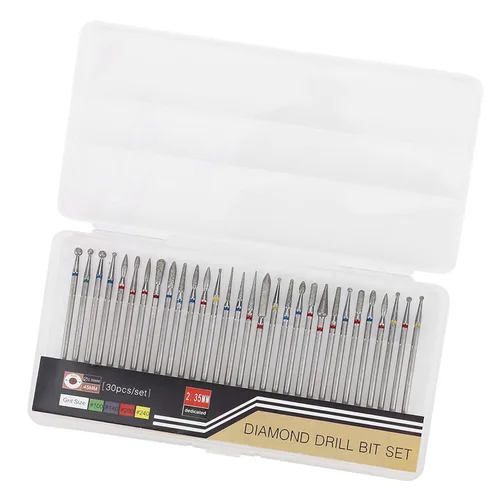 Vista 3 de Juego de 30 brocas de uñas, brocas para quitar acrílico o gel duro, brocas de carburo para manicura y pedicura, herramienta de arte de uñas, broca