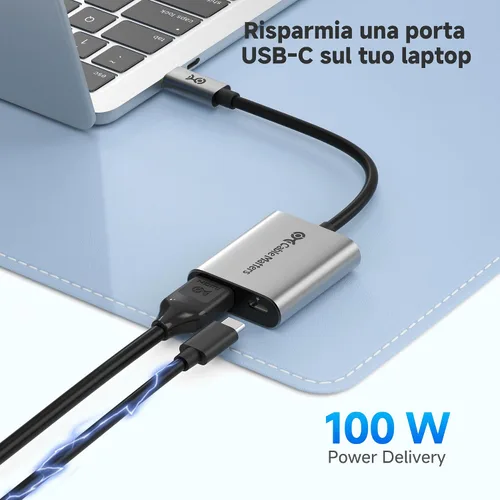 Vista 3 de Cable Matters - Adaptador USB C a HDMI 2.1 de 48 Gbps con carga de 100 W 4K @240Hz / 8K @60Hz HDR, Max 4K @60Hz en macOS, compatible
