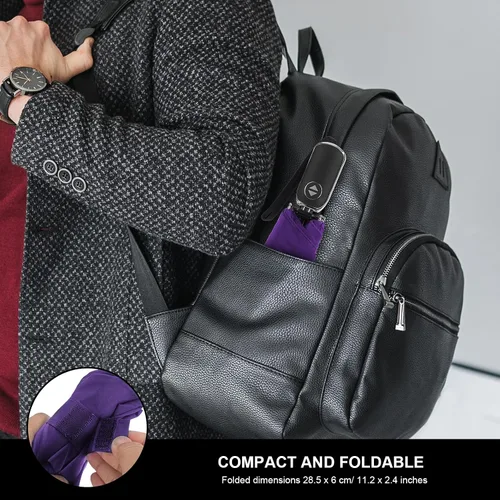 Vista 125 de LEAGERA Paraguas de viaje compacto para bolso, mango plano, impermeable para lluvia ligera