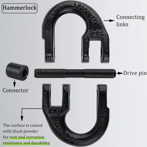 Vista 3 de Conector de Cadena de Seguridad Hammerlock, Enlace de Acoplamiento Hammerlock de 1/2 Pulgada, Enlace de Conector de Cadena de Seguridad de Enganche
