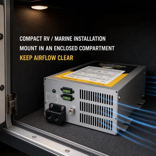 Vista 7 de Go Power GPC-45-MAX Convertidor/cargador de batería de 3 etapas de 45 amperios, diseño compacto, certificación UL, incluye enchufe macho de 15