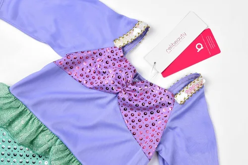 Vista 5 de ReliBeauty Disfraz de sirena con lentejuelas para niñas pequeñas