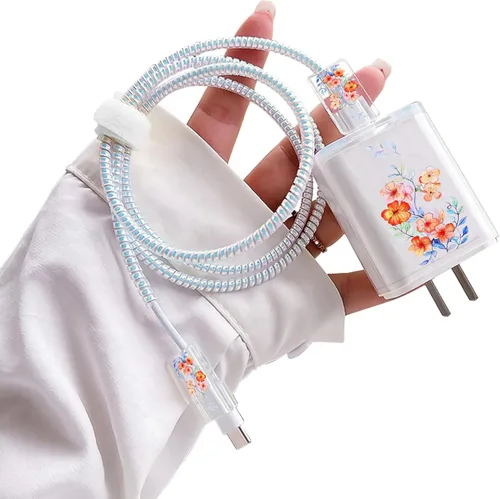Vista 13 de Lindos protectores de cable para iPhone Funda de carga bonita elegante patrón de mariposas azules diseño único cable de datos cargador de línea