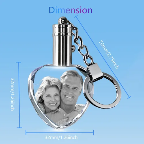 Vista 4 de HAN'S LASER Llaveros 3D personalizados con luz LED, llavero de cristal con tu propia foto, grandes regalos conmemorativos