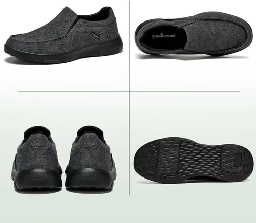 Vista 6 de OrthoComfoot Zapatos ortopédicos cómodos sin cordones para hombre con soporte de arco, mocasines ortopédicos para fascitis plantar, zapatos de lona