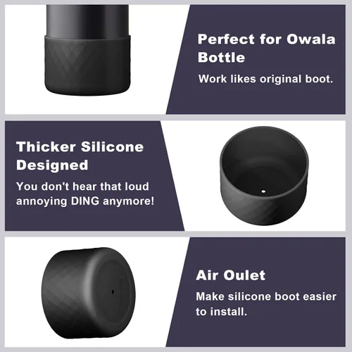 Vista 4 de Airboat 2 botas de silicona para botella de agua Owala de 24 onzas, funda protectora antideslizante para botellas de acero inoxidable, aptas