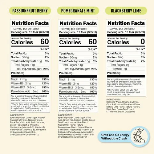 Vista 2 de Zest Paquete variado de bebidas energéticas limpias – 3 sabores – 120-150 mg de cafeína + 100 mg de L-teanina para concentración, energía