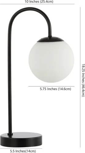 Vista 4 de JONATHAN Y Lámpara de mesa con globo de cristal negro de 18.25 pulgadas, lámpara de noche minimalista de mediados de siglo para dormitorio, sala