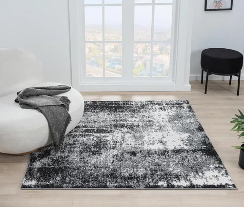 Vista 21 de Keen Home Design Alfombras de Área - 2x3 Que No Se Desprenden, Alfombras Abstractas para Cocina, Sala de Estar, Dormitorio, Comedor, Entrada Negro