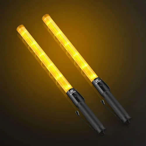 Vista 14 de RoadHero 1 paquete de varitas de tráfico de 21 pulgadas, bastón de control de tráfico LED verde, varita de luz de seguridad nocturna con 2 modos