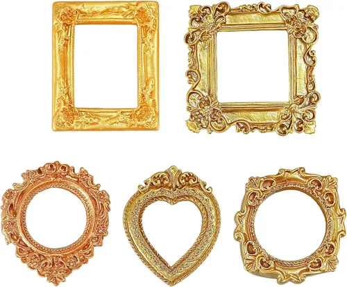 Vista 7 de Mini Picture Frames Vintage Resin Oval Rectangle Heart Photo Frame 10PCS
