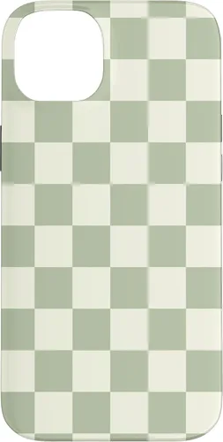 Vista 15 de Funda clásica Checkered Checker Checkerboard Light Sage Green para iPhone 17