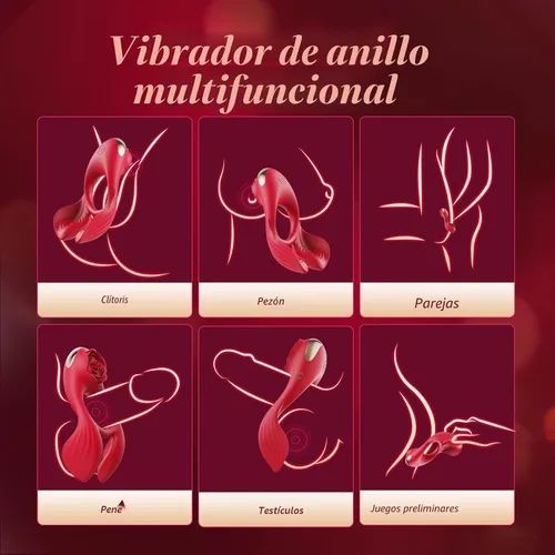 Vista 6 de Anillo Vibrador para el Pene para Parejas, Juguete Sexual para Hombres y Mujeres, Anillo de Pene Masculino Funda de Silicona Juguetes para Adultos