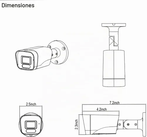 Vista 6 de Cámara analógica de seguridad CCTV Bullet TVI de 5 MP, lente de 2.8mm, ángulo de visión amplio de 100° al aire libre
