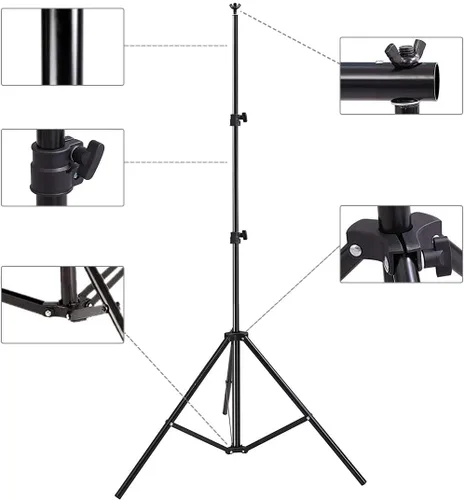 Vista 5 de HYJ-INC Soporte de fondo para estudio fotográfico y de vídeo, soporte de fondo fotográfico ajustable de 8 x 8 pies, kit de sistema de soporte