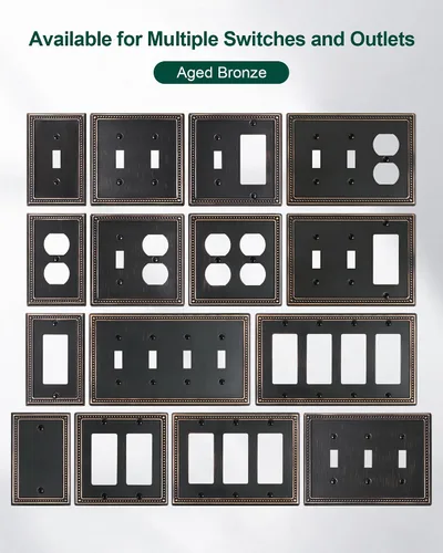 Vista 7 de Paquete de 2 cubiertas de placa de interruptor de luz de doble palanca, cubiertas decorativas de placa de doble interruptor Pearls, placa de pared