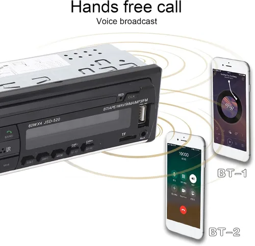 Vista 5 de Receptor estéreo de coche multimedia, pantalla LED de control de voz AI, llamadas manos Bluetooth, soporte MP3 WMA WAV, USB2.0 Reproductor de MP3
