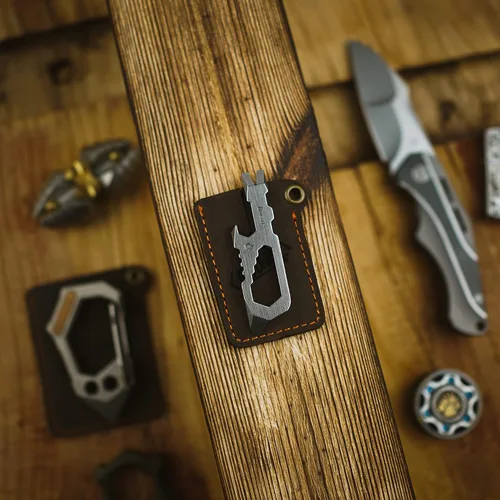Vista 8 de KeyUnity Funda de cuero EDC organizador de bolsillo cosido a mano bolsa deslizante