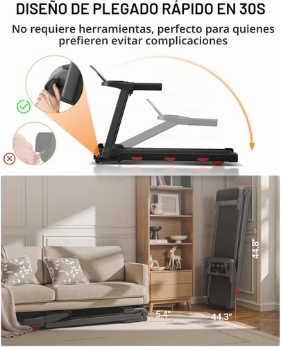 Vista 3 de LONTEK Cintas de correr con inclinación automática al 15% para el hogar