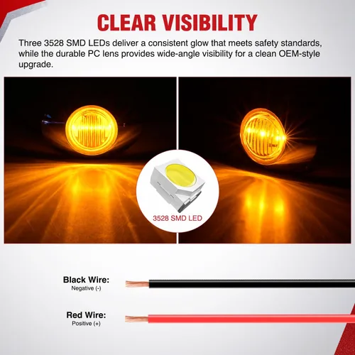 Vista 3 de Nilight 3 Inch Amber Oval LED Marker Lights 10PCS Clear Lens Side Clearance Lights 12V DC IP67 Waterproof Chrome Housing for Semi Truck Trailer RV