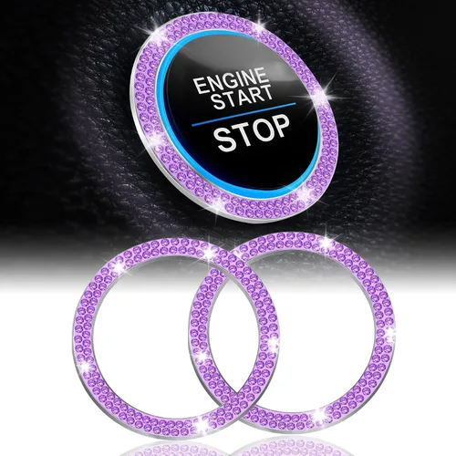 Vista 23 de LivTee 2 PCS Anillo de Decoración de Cristal con Pedrería para Motor de Automóvil de Arranque y Parada, Accesorios Brillantes para Interior de Negro