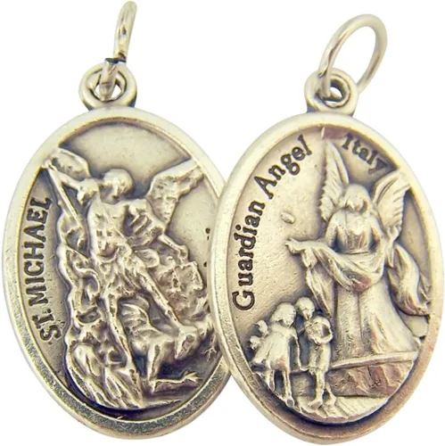 Vista 15 de Catholic Patron Saint Medals Base en tono plateado, 1 pulgada, juego de 2