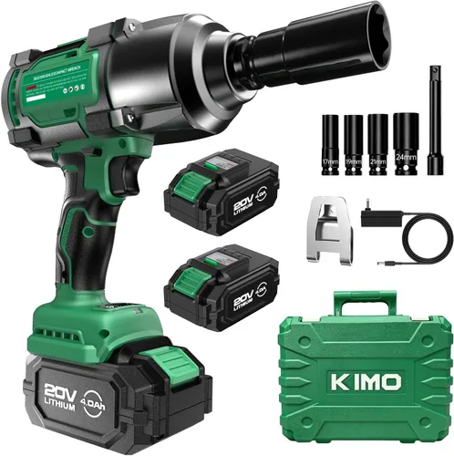 Vista 9 de KIMO Impact Wrench 1/2 Inch, 890Ft-Lbs(1200N.m), 4000RPM Brushless Motor High Torque Impact Driver with 4.0Ah Battery, 3 Modes, Variable Speeds, LED