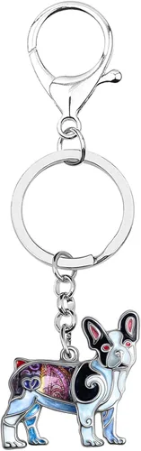 Vista 4 de Enamel Alloy French Bulldog Keychain Pet Dog Keyring For Women Girls Bag Wallet Charms Gift