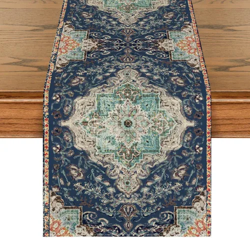 Vista 9 de Artoid Mode Camino de Mesa Estilo Boho Bohemia Naranja, Decoración Mágica de Otoño para Cocina y Comedor de Estilo Rústico y Granja, para Decoración