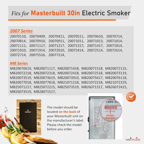 Vista 3 de Elemento calefactor eléctrico de repuesto de 800 vatios para ahumador eléctrico Char-Broil y Masterbuilt de 30 pulgadas de control digital
