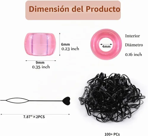 Vista 6 de Cuentas de pelo de 18 colores de 0.354 in para trenzas de cabello, kit de cuentas de pony arcoíris para hacer joyas, cuentas Kandi para hacer