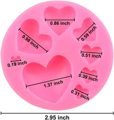 Vista 5 de 4 moldes de silicona con forma de corazón, 8 tamaños para decoración de galletas, pasteles, pasteles, chocolates