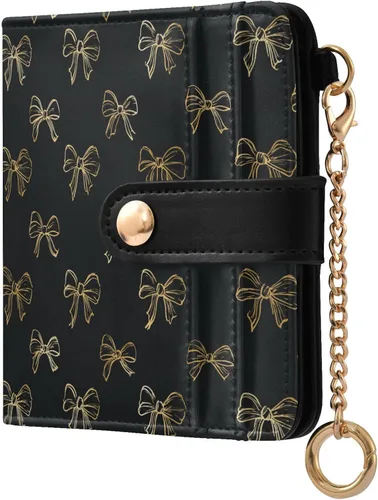 Vista 23 de Red Heart Black - Cartera para mujer, con bloqueo RFID, pequeña, delgada, tarjetero, plegable, compacta, de piel sintética, con bolsillo