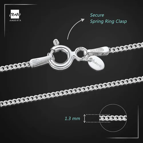 Vista 3 de Amberta Collar de cadena de plata de ley 925 para niños (14 pulgadas - 4 a 12 años)