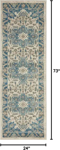 Vista 2 de Unique Loom Salzburg Collection - Alfombra clásica de diseño tradicional oriental con borde (2 pies x 6 pies, color beige/azul)