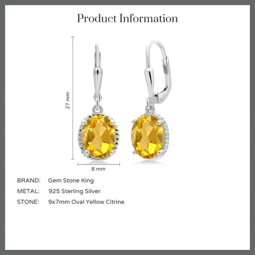 Vista 87 de Gem Stone King Aretes colgantes de gota para mujer, plata de ley 925, piedra natal ovalada de 0.354 x 0.276 in, joyería fina, regalos para ella