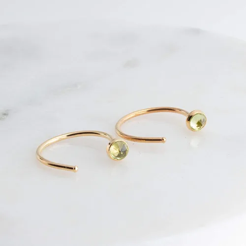 Vista 23 de Half Huggie Gold Hoop Earrings for Girls Women Tiny Cartilage Birthstone Stud Piercing Earring Hypoallergenic Earring Screw Back Dainty Hug Hoops