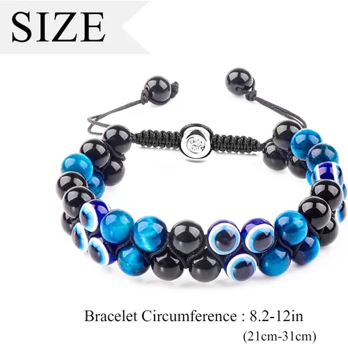 Vista 10 de Triple Protection Bracelet, CARPDIM Evil Eye bracelet and Black Obsidian evil eye Beads Bracelet for Men Women Healing Bracelets Bring Good Luck
