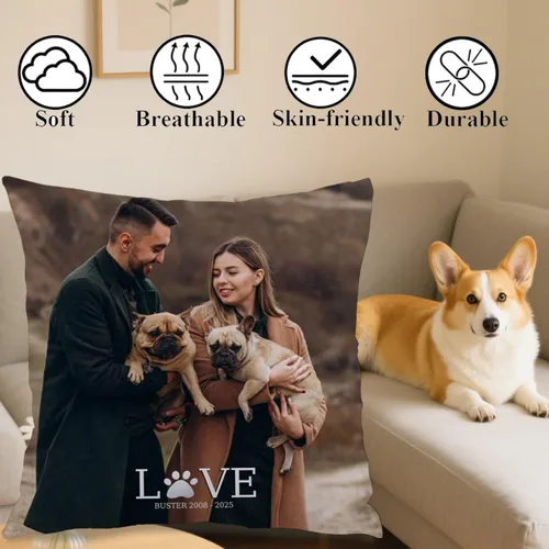Vista 4 de Personalized Pet Photo Pillow Case Using one pet Image and Custom Text offering Home décor Personality and Giving a Sweet Gift Touch