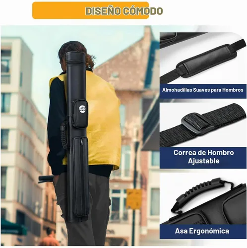 Vista 5 de Trymaker Estuche para Taco de Billar, Estuche para Taco de Billar 2x2 (No para 3/4) – Bolsa Rígida de Billar para 2 Tacos, Accesorios de Billar