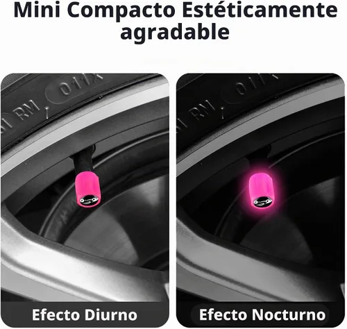 Vista 6 de 16 tapas fluorescentes para válvulas de neumáticos, tapa de válvula de aire para rueda auto luminosa, accesorios de decoración universales